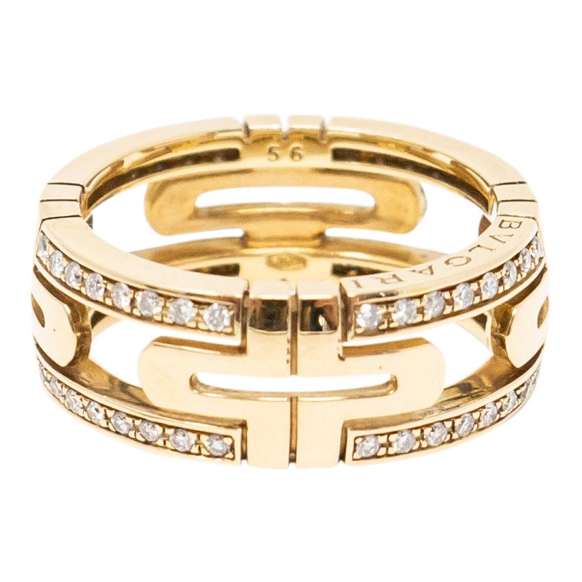 Contemporary Bvlgari Yellow Gold Demi Pavé Diamonds Ring For Sale