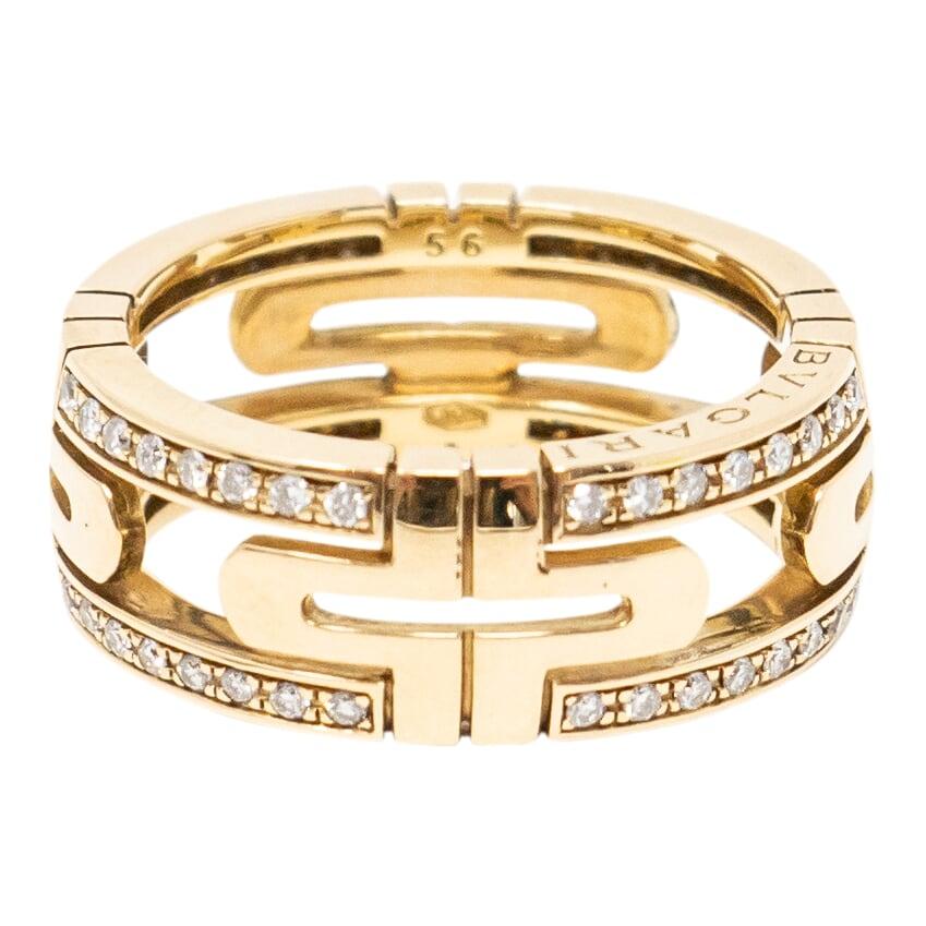 Bvlgari Yellow Gold Demi Pavé Diamonds Ring For Sale