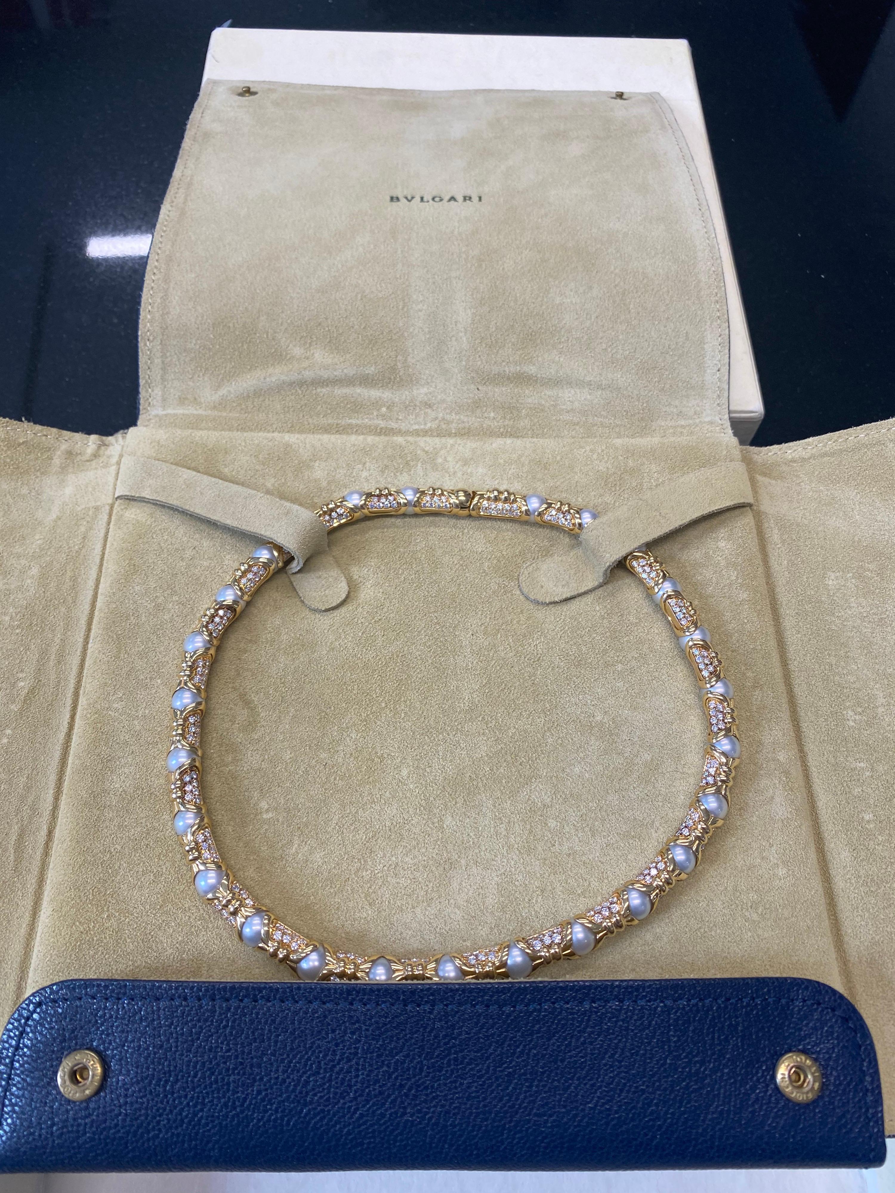 Women's Bvlgari, Yellow Gold Diamond and Cultured Pearl Necklace
