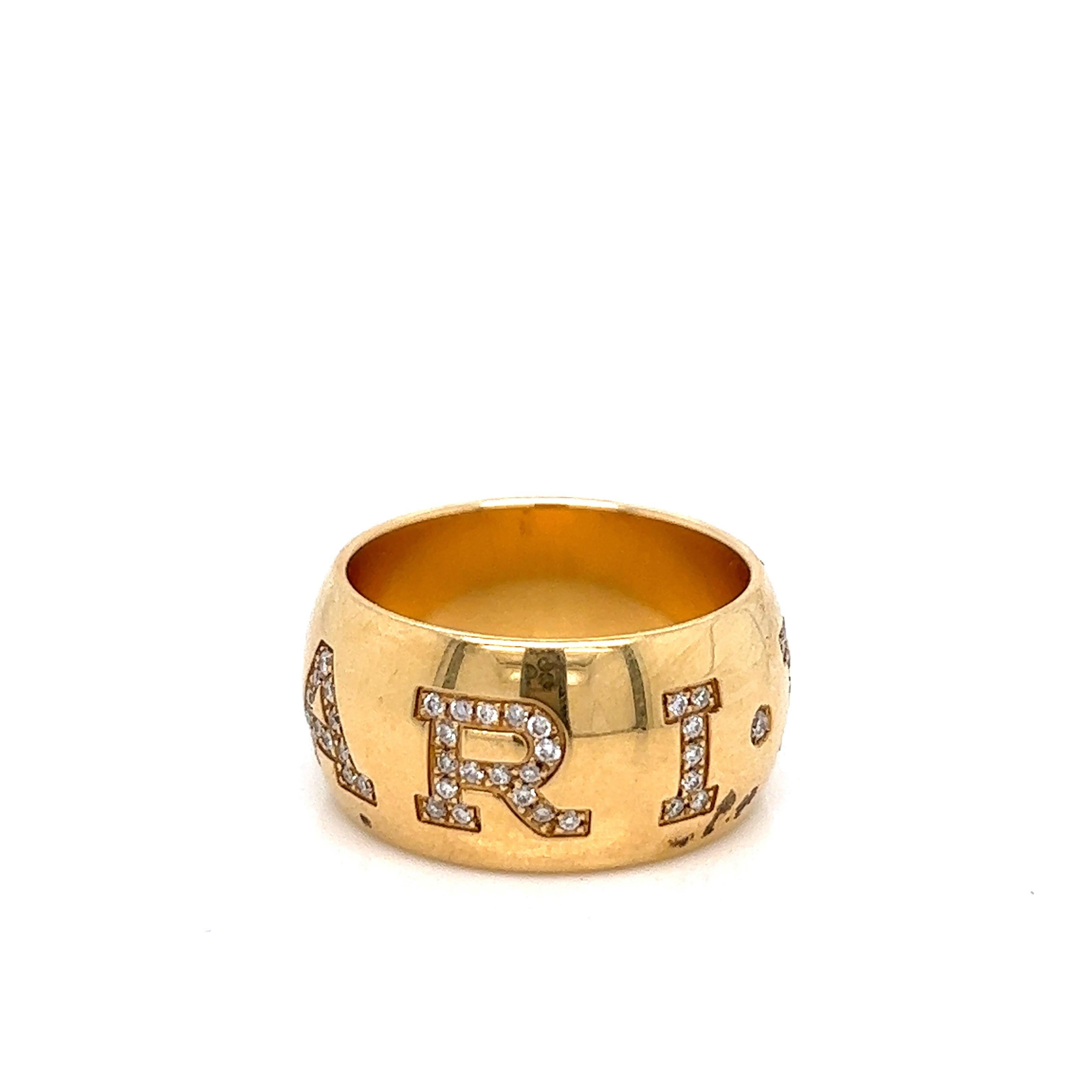 Round Cut Bvlgari Yellow Gold Diamond Band Ring For Sale