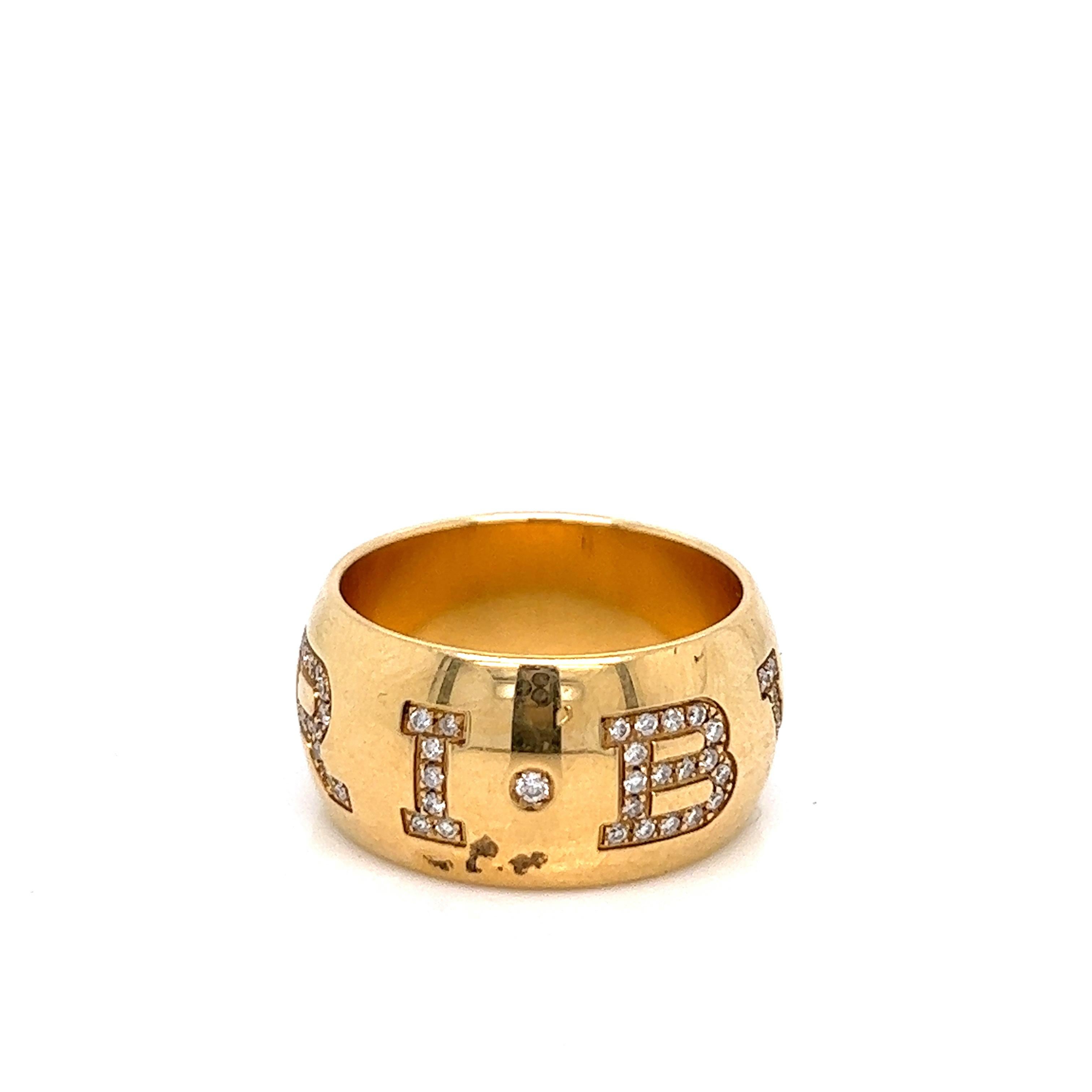 Bvlgari Yellow Gold Diamond Band Ring In Excellent Condition For Sale In New York, NY