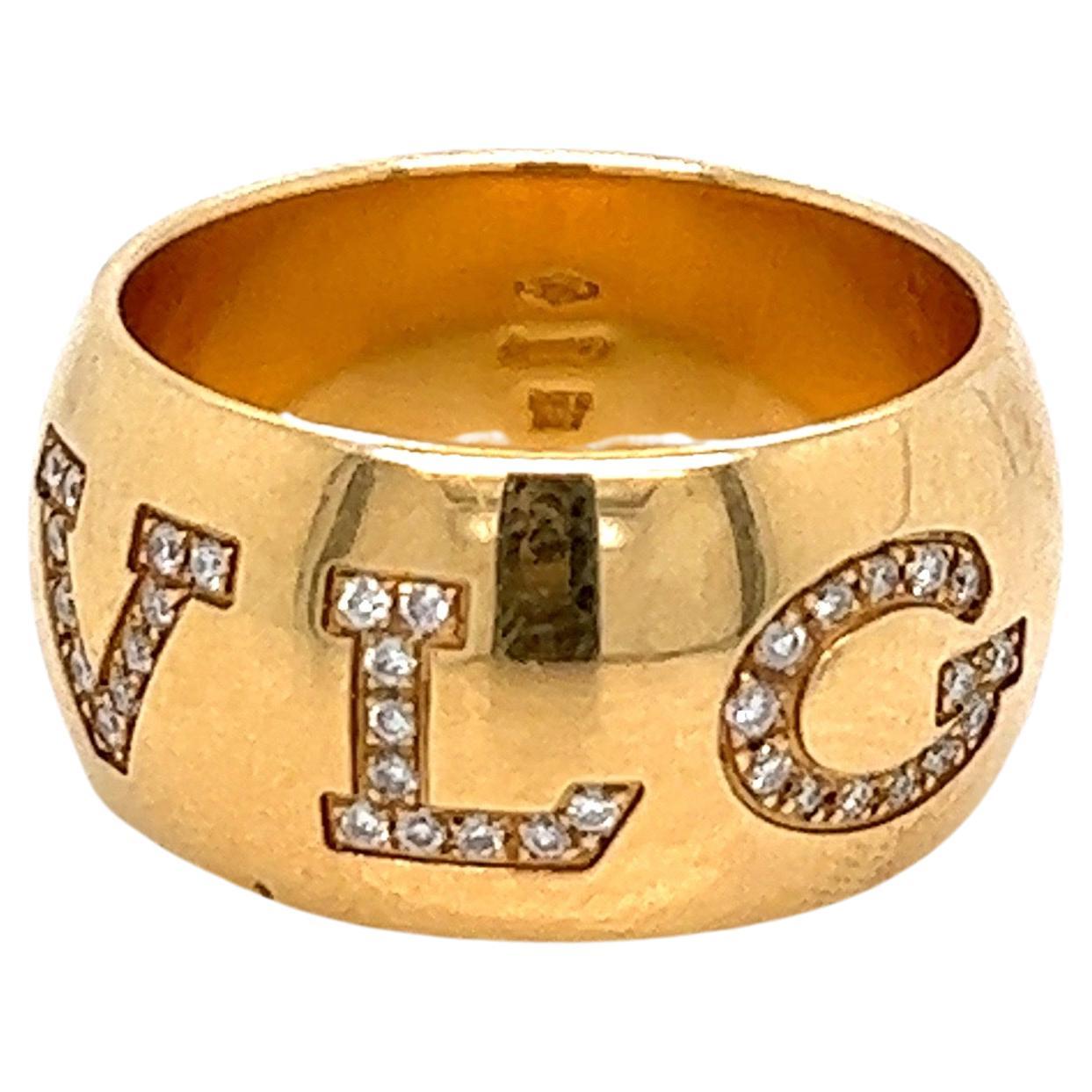 Bvlgari Yellow Gold Diamond Band Ring For Sale
