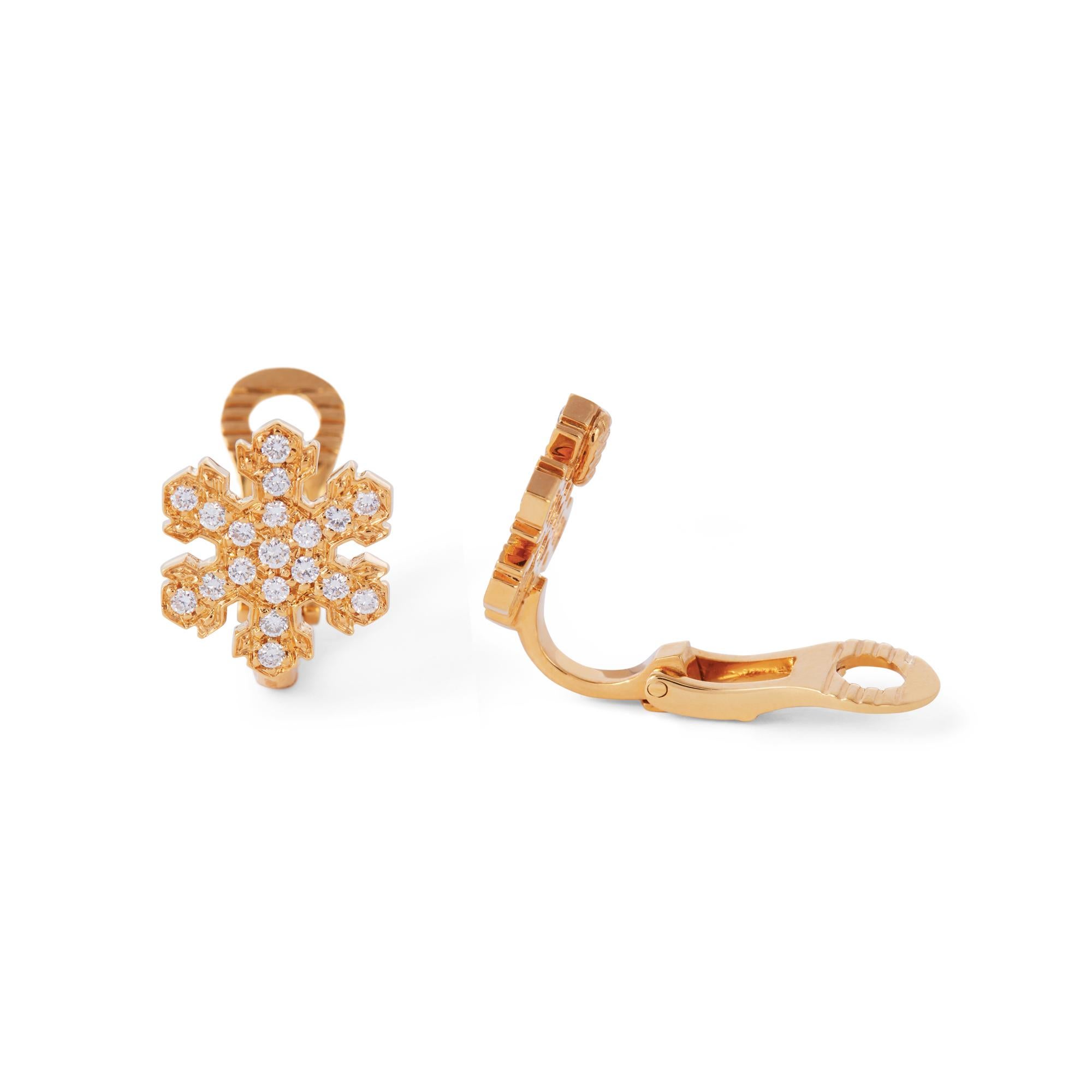 Schneeflocken-Ohrringe aus Gelbgold mit Diamanten von Bvlgari (Rundschliff)