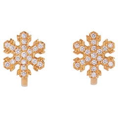 Bvlgari Yellow Gold Diamond Snowflake Earrings