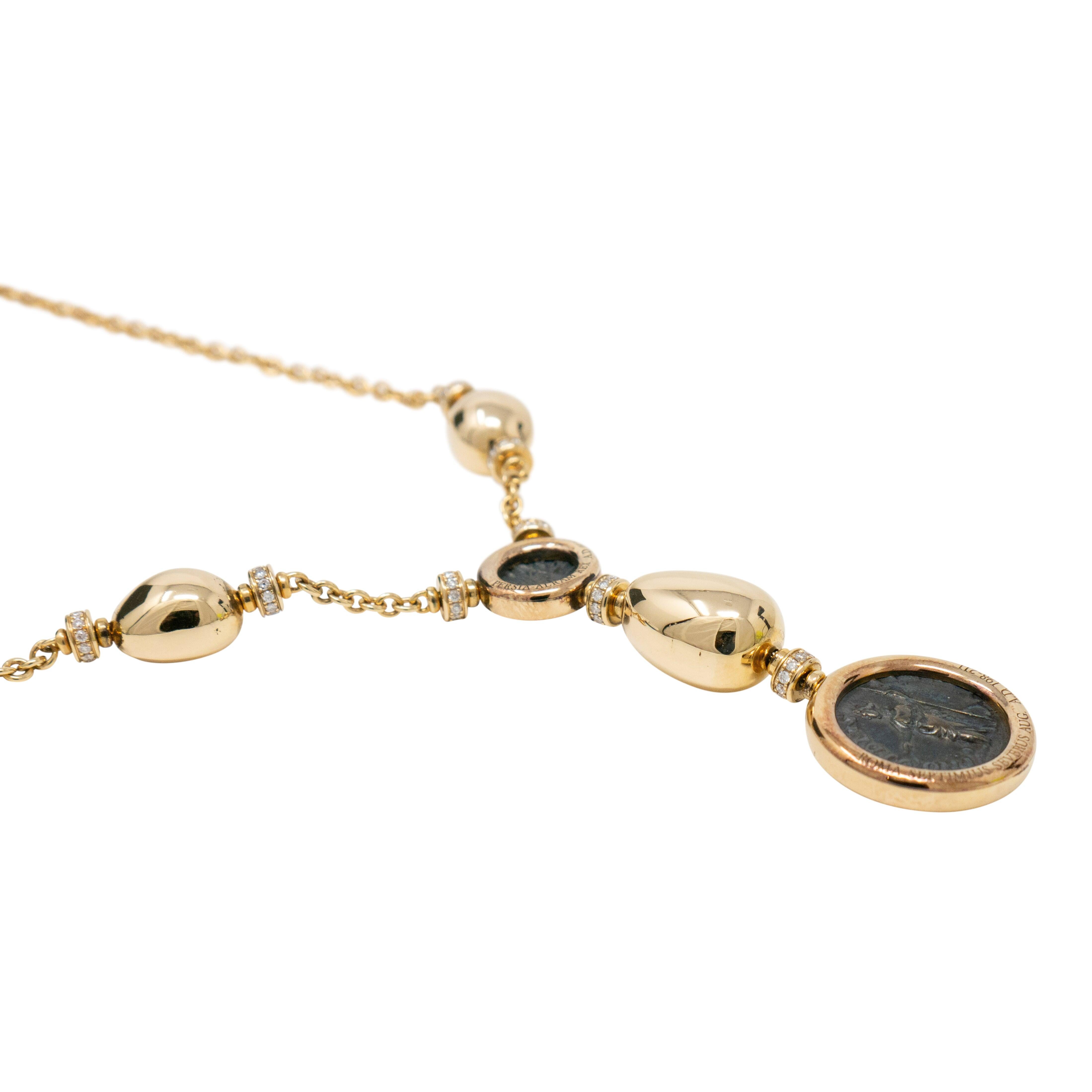 Contemporary Bvlgari Yellow Gold Diamonds Pendant with Chain Necklace For Sale
