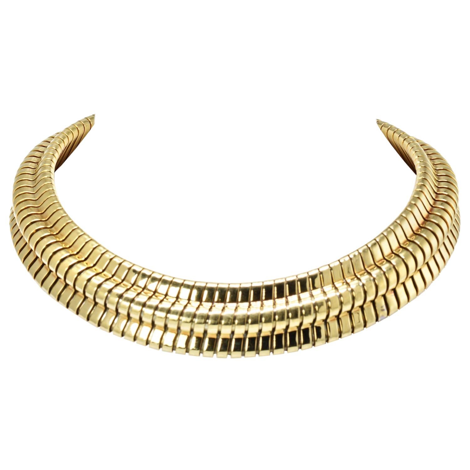 Bvlgari Yellow Gold Heavy Choker Collar Vintage Necklace