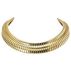 Bvlgari Yellow Gold Heavy Choker Collar Vintage Necklace