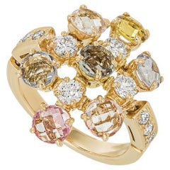 Bvlgari Yellow Gold Multi-Coloured Sapphire and Diamond Ring