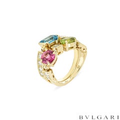 Bvlgari Yellow Gold Multi Gem Allegra Ring Size 51 AN852169