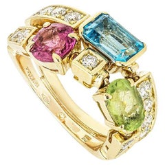 Bvlgari Yellow Gold Multi Gem Allegra Ring Size 51 AN852169