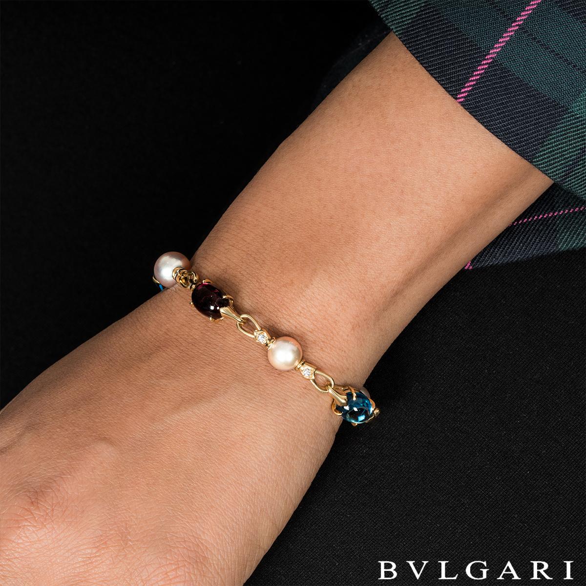 Bvlgari Yellow Gold Multi-Gem, Pearl & Diamond Allegra Bracelet 1
