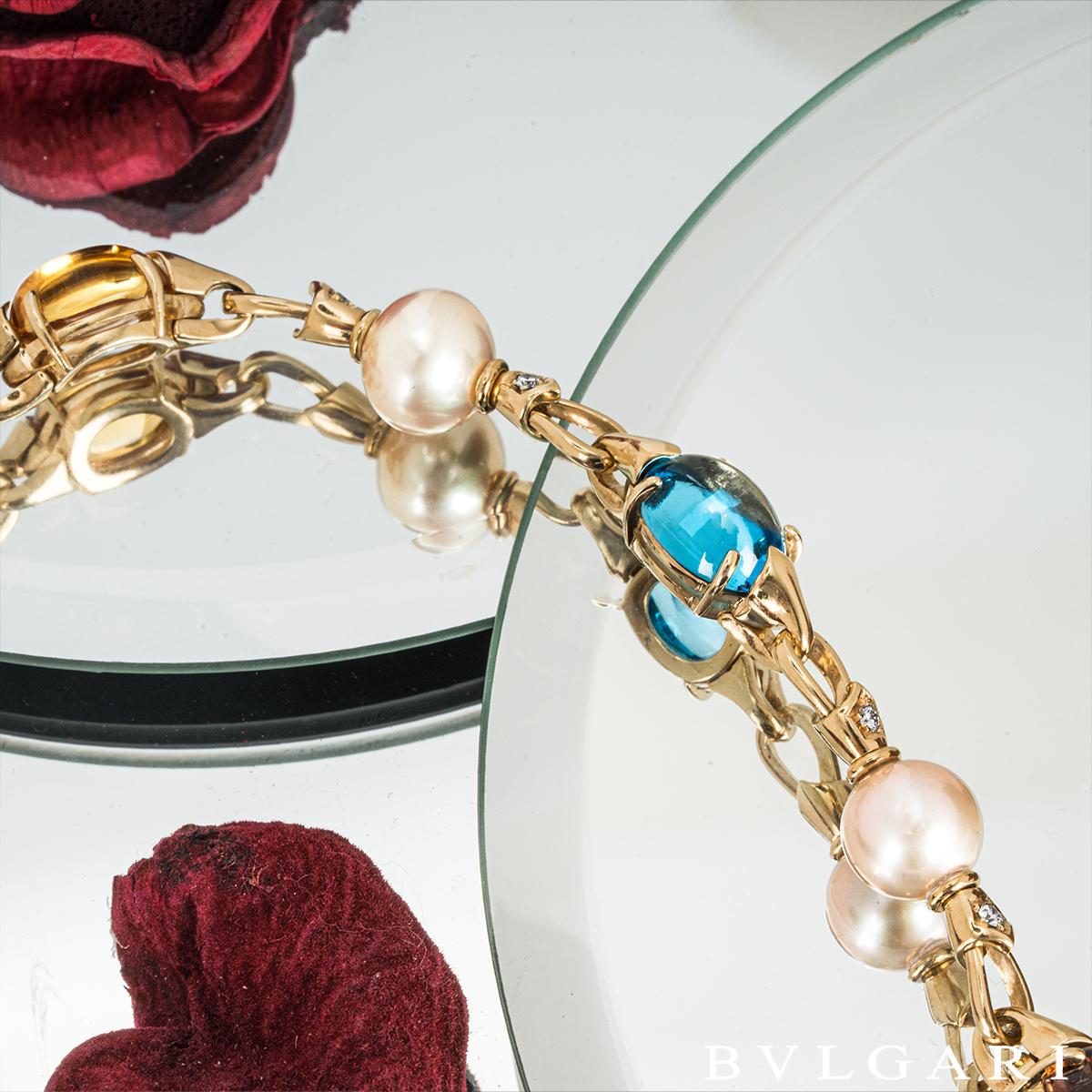 Bvlgari Yellow Gold Multi-Gem, Pearl & Diamond Allegra Bracelet 2