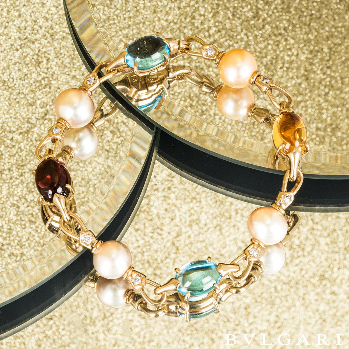 Bvlgari Yellow Gold Multi-Gem, Pearl & Diamond Allegra Bracelet 3