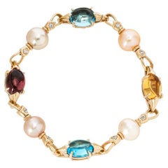 Bvlgari Yellow Gold Multi-Gem, Pearl & Diamond Allegra Bracelet