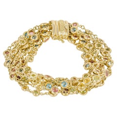 Bvlgari Yellow Gold Multi-Gemstone Seven Strand Bracelet