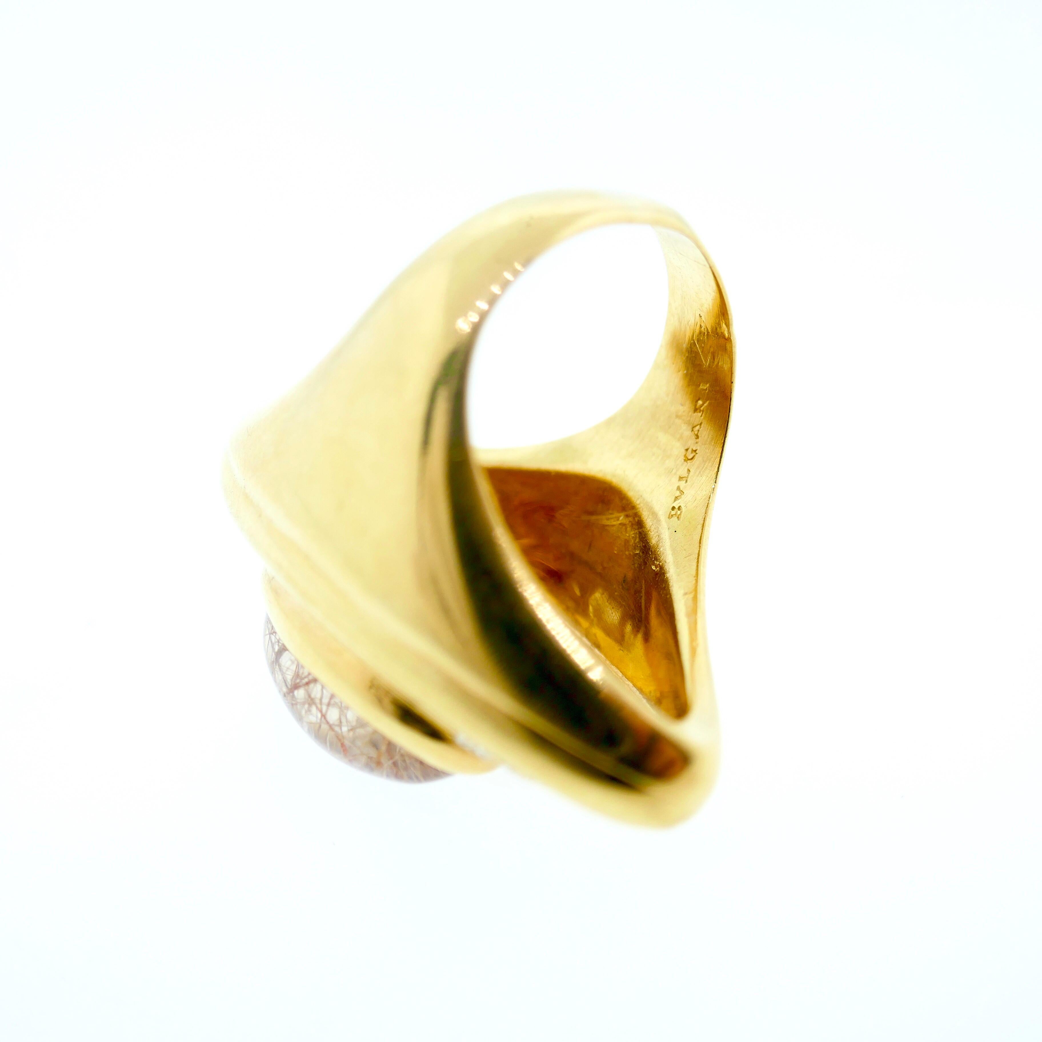 Bvlgari Yellow Gold, Quartz, and Diamond Ring 7