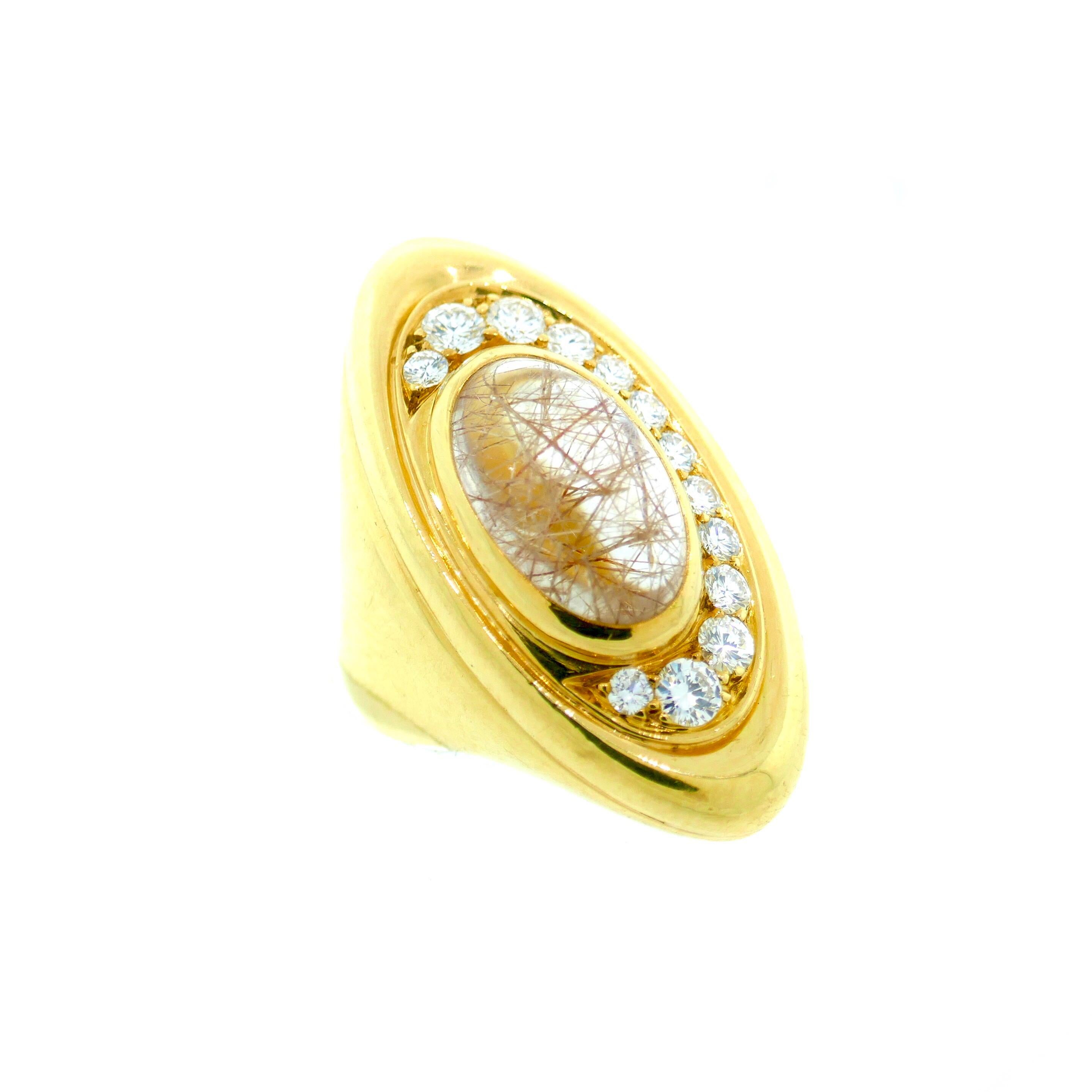 Bvlgari Yellow Gold, Quartz, and Diamond Ring In Excellent Condition In Beverly Hills, CA