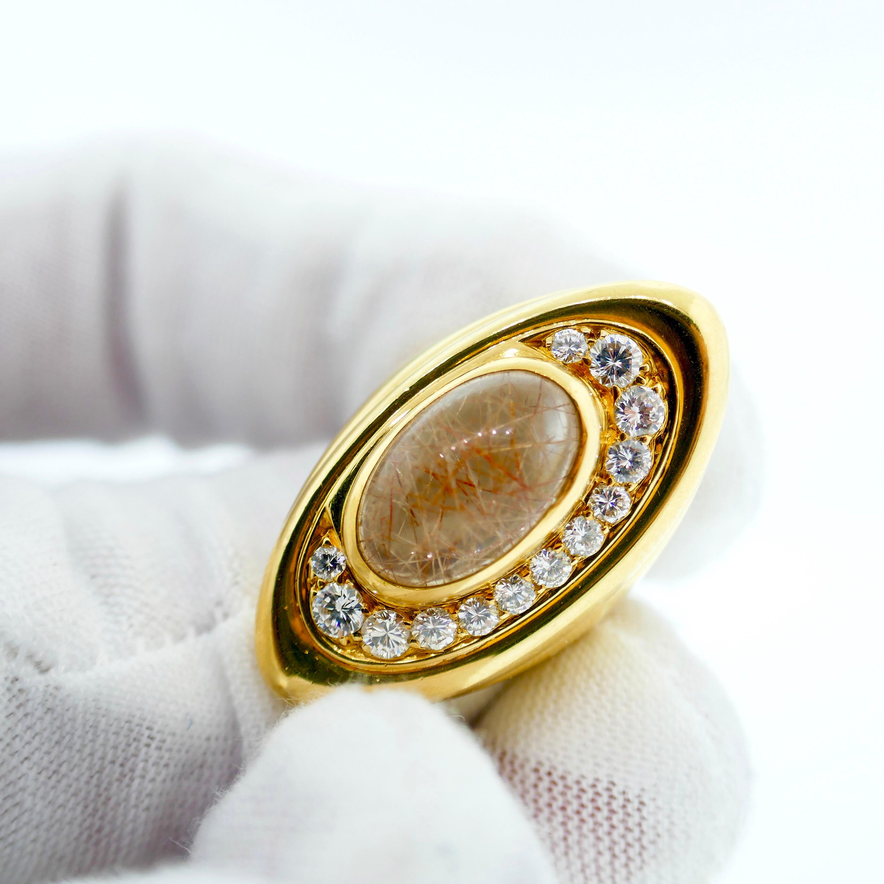 Bvlgari Yellow Gold, Quartz, and Diamond Ring Damen