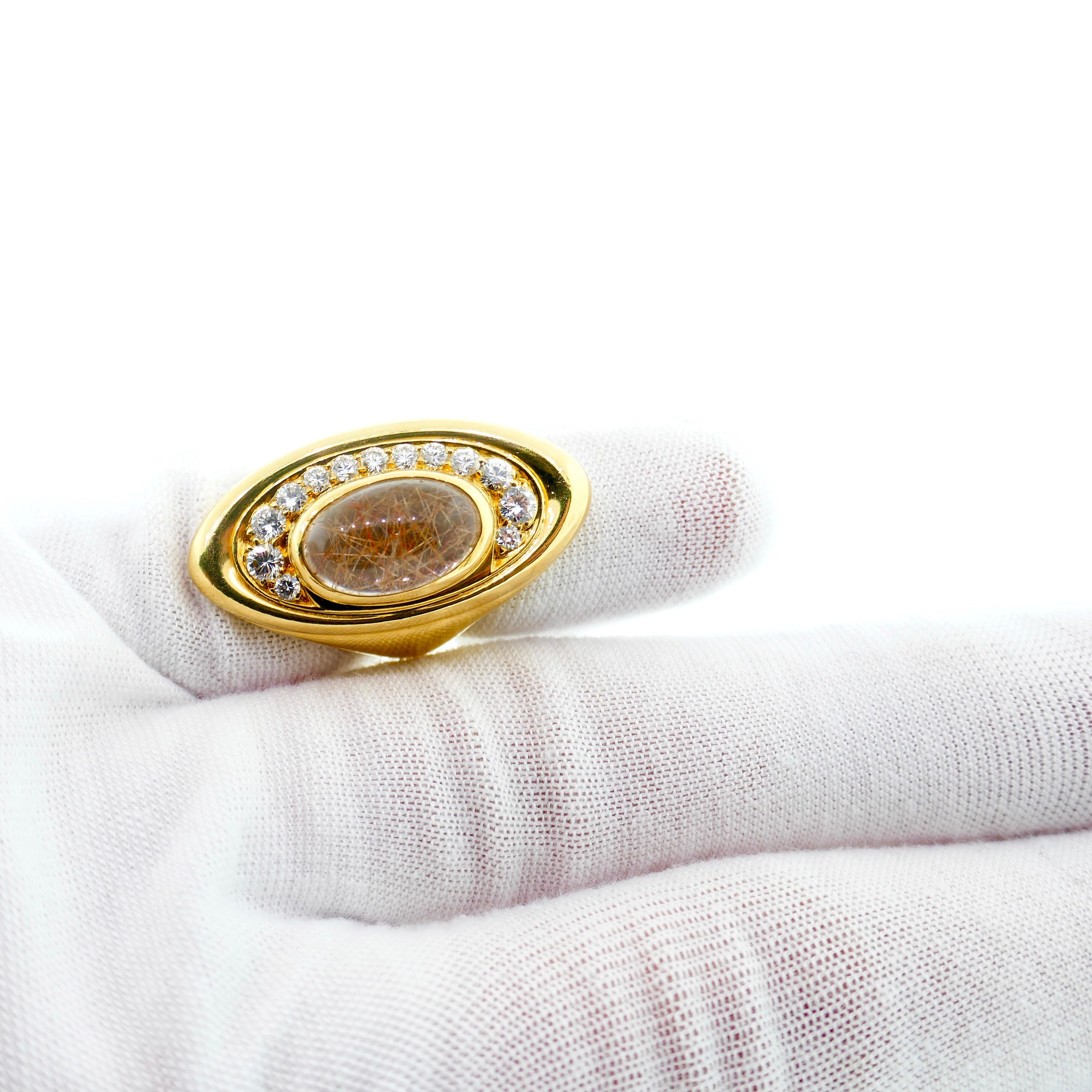 Bvlgari Yellow Gold, Quartz, and Diamond Ring 1