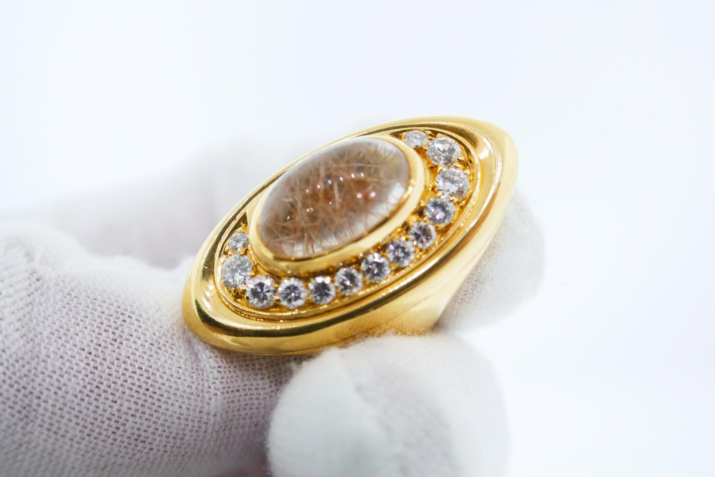 Bvlgari Yellow Gold, Quartz, and Diamond Ring 2