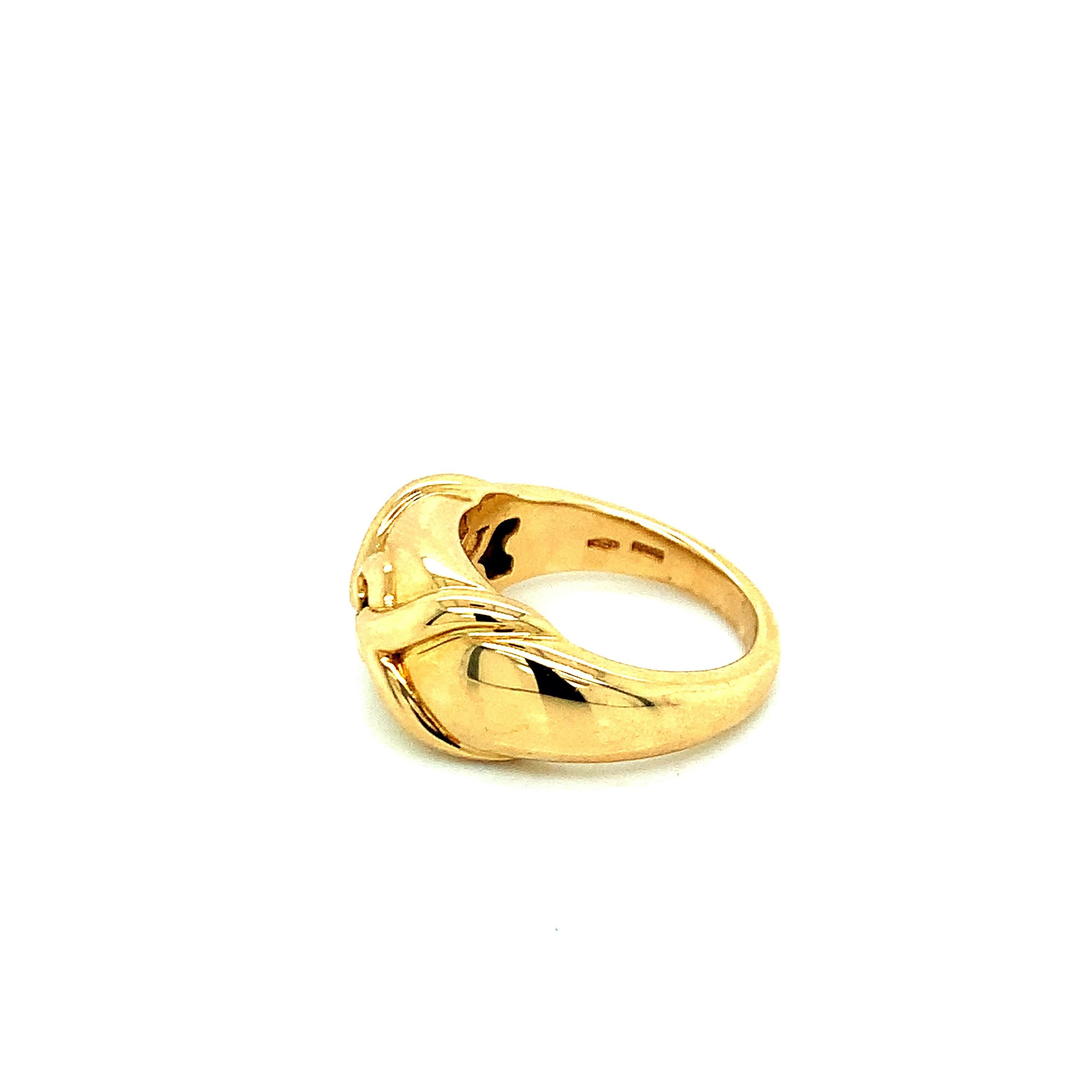 An 18 karat yellow gold ring created by Bvlgari. Total weight: 12.2 grams. Size 6.25. 