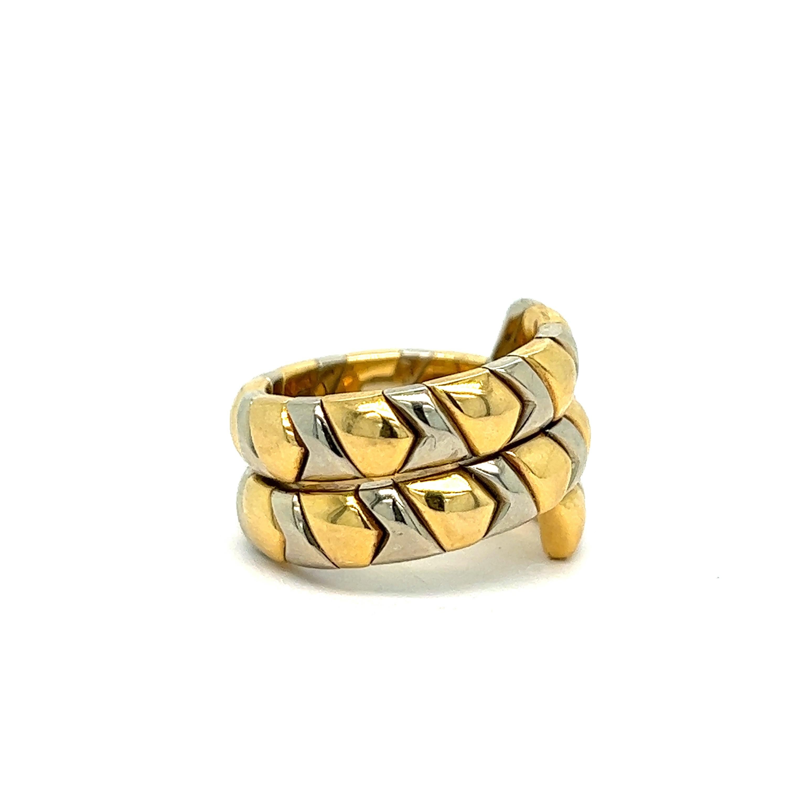 Bvlgari Yellow and White Gold Wrap Ring In Good Condition For Sale In New York, NY