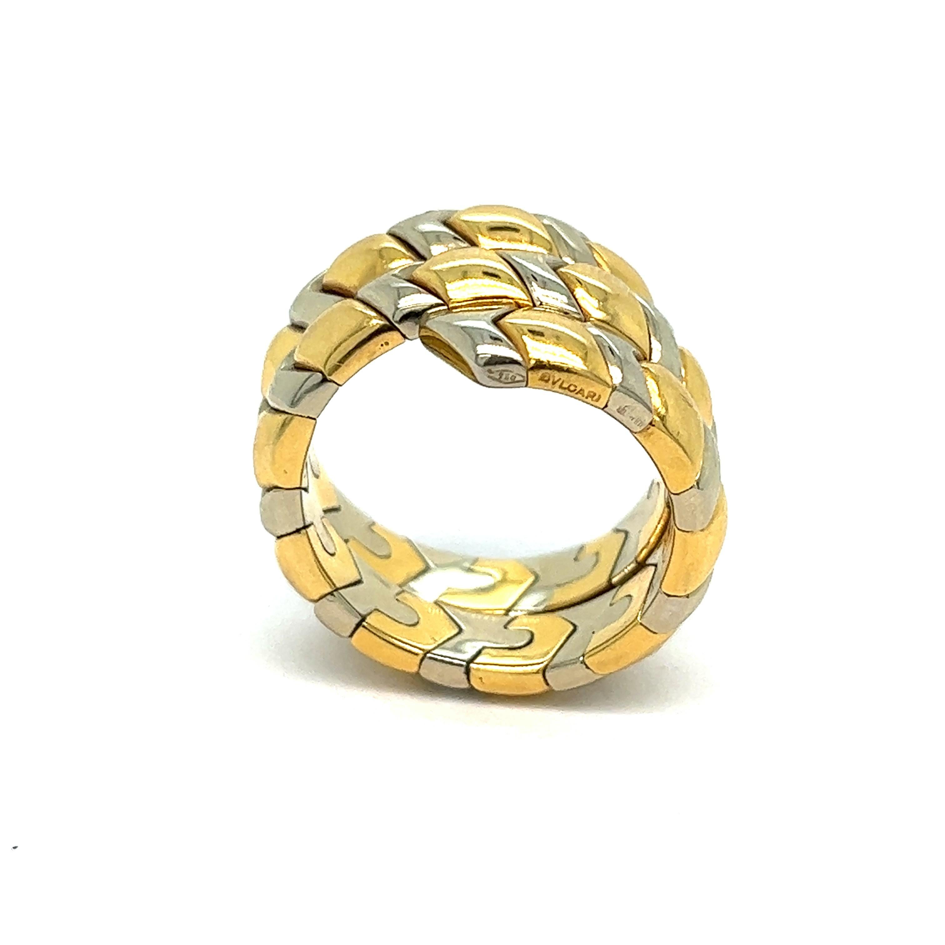 Bvlgari Yellow and White Gold Wrap Ring For Sale 2