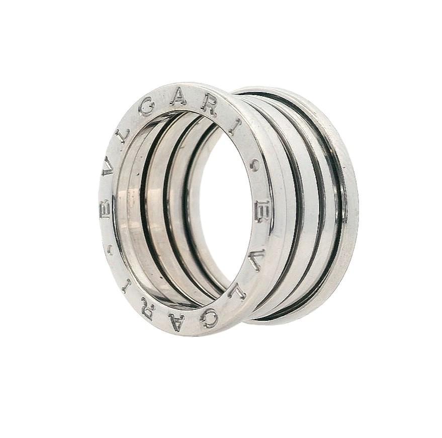 Bvlgari Zero 1 18kt white Gold 4 Band Ring size 53 In Excellent Condition For Sale In Aventura, FL