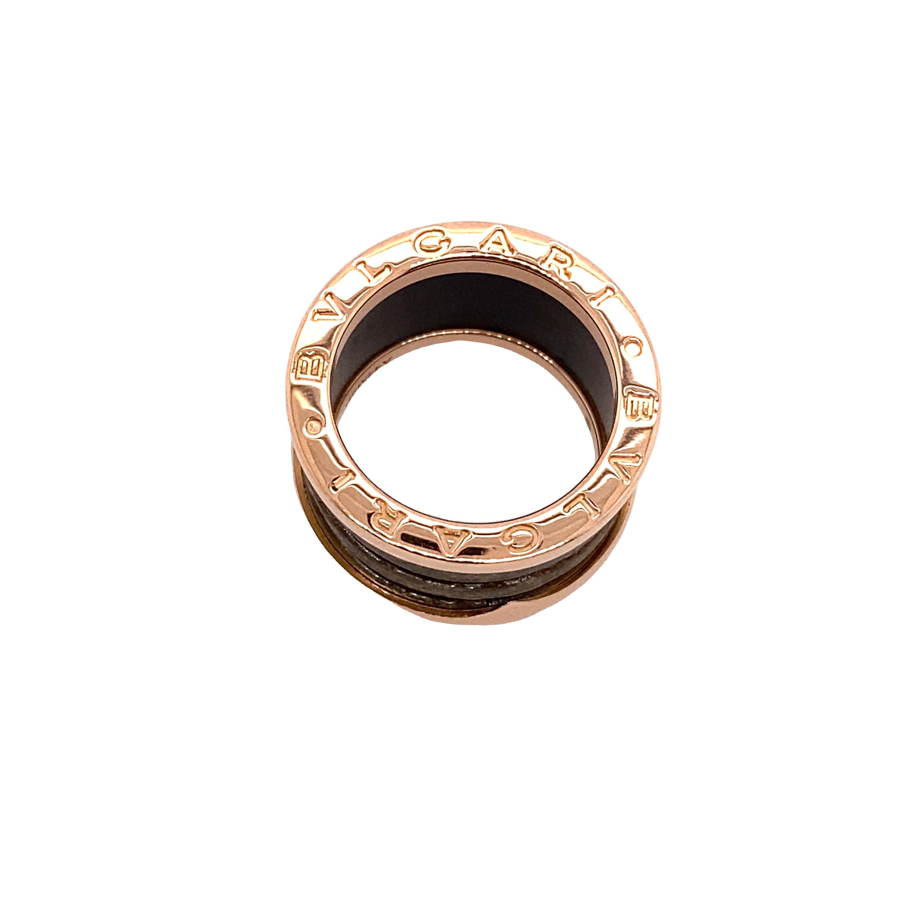 BVLGARI Zero Ring aus 18 Karat Roségold mit Keramik und Gold (Moderne)