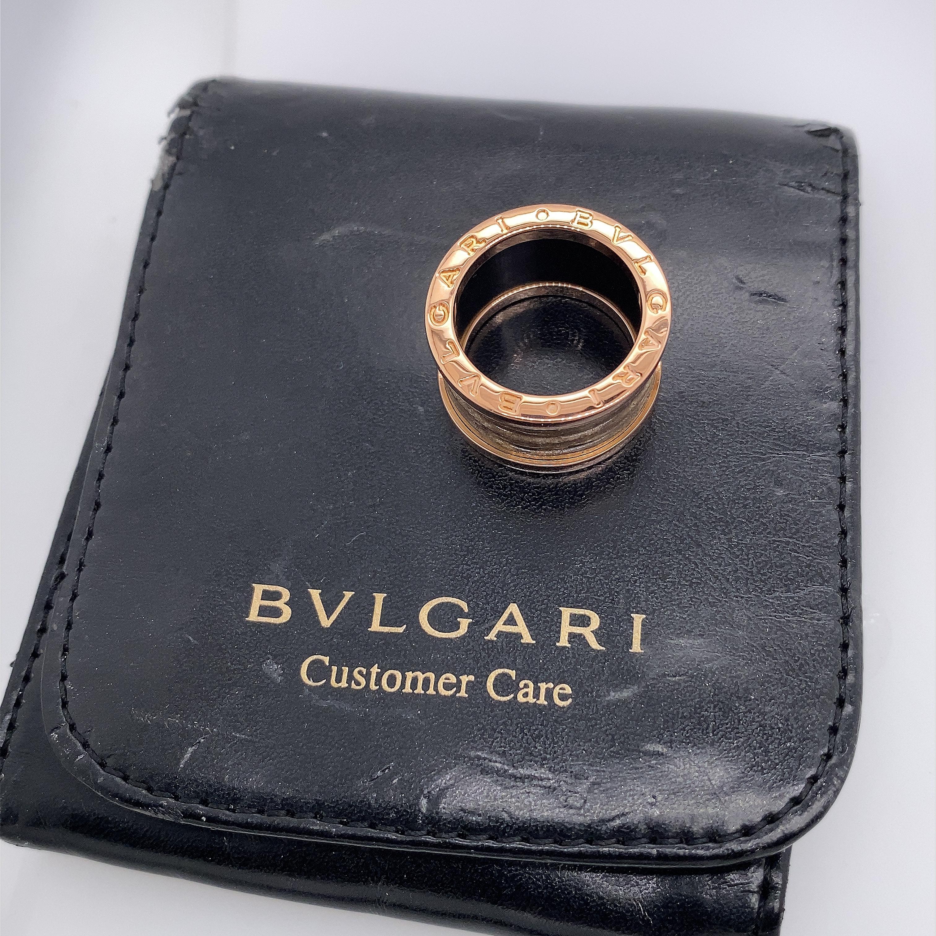 BVLGARI Zero Ring aus 18 Karat Roségold mit Keramik und Gold im Zustand „Hervorragend“ in London, GB
