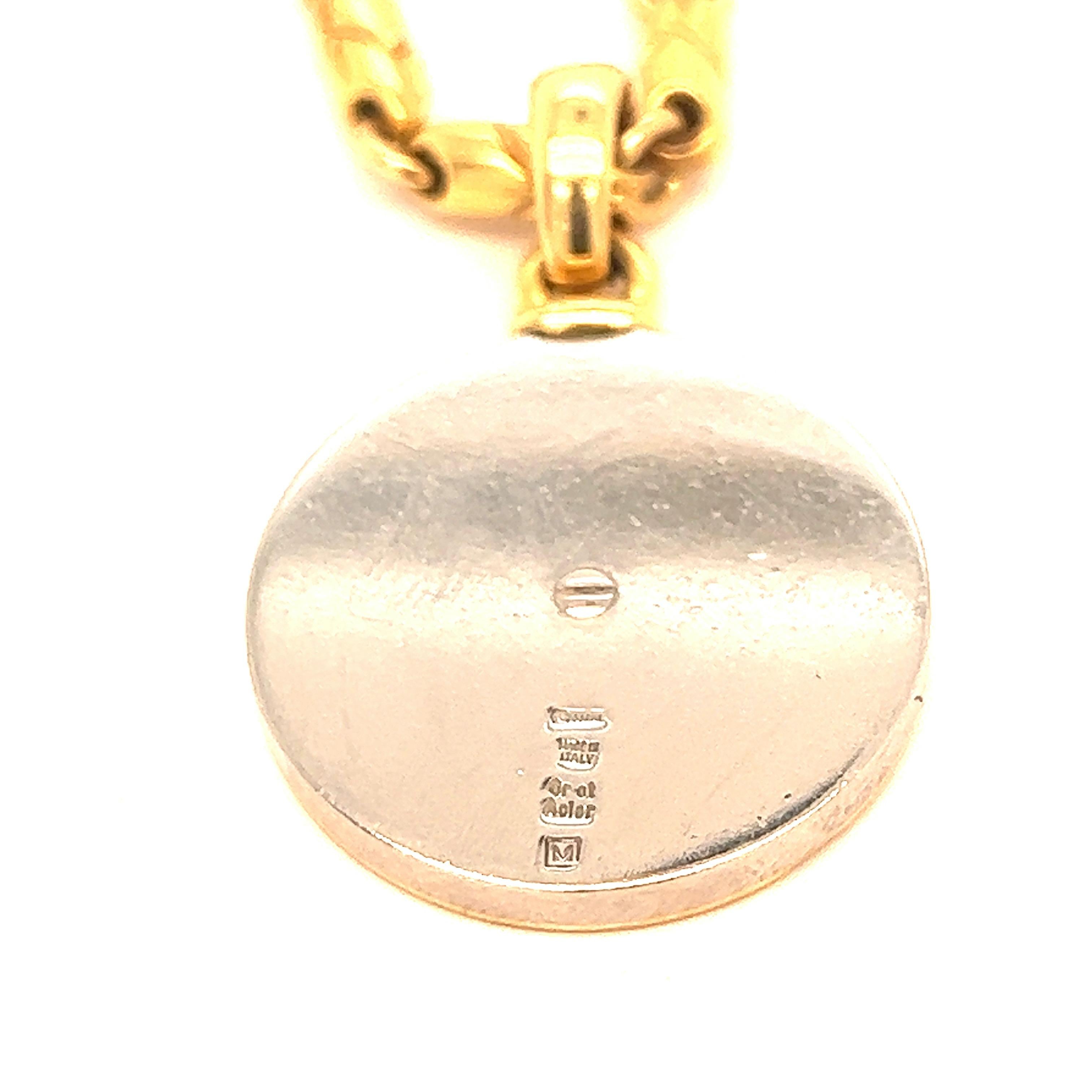 Round Cut Bvlgari Zodiac Pendant Gold Necklace For Sale