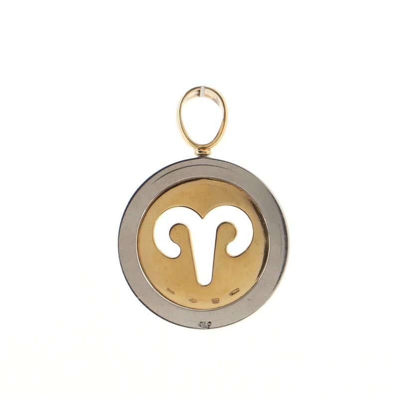 Bvlgari Zodiac Pendant Necklace 18K Yellow Gold and Steel In Good Condition In New York, NY