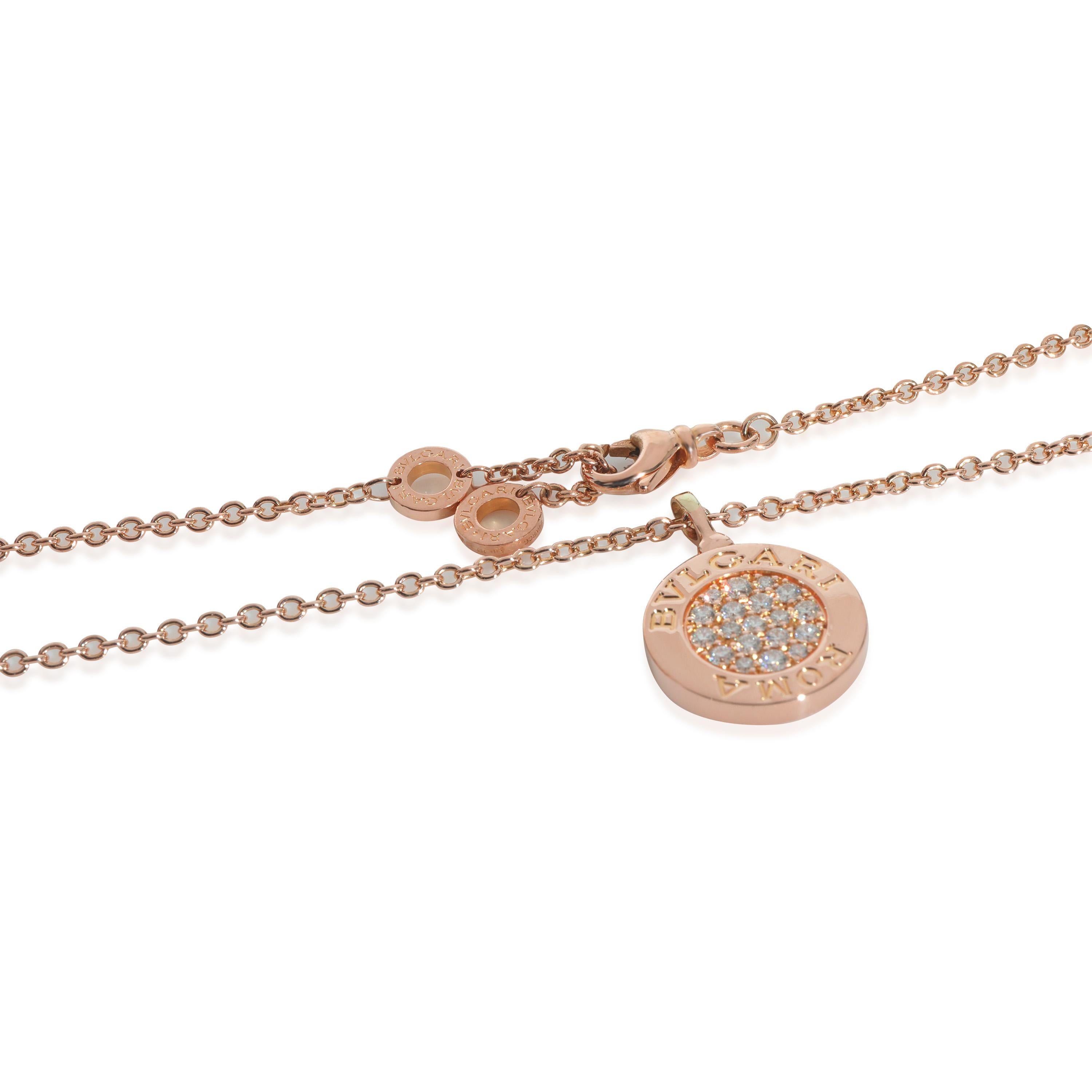 Bvlgari Bvlgari Diamond Necklace in 18k Rose Gold 0.34 Ctw In Excellent Condition For Sale In New York, NY