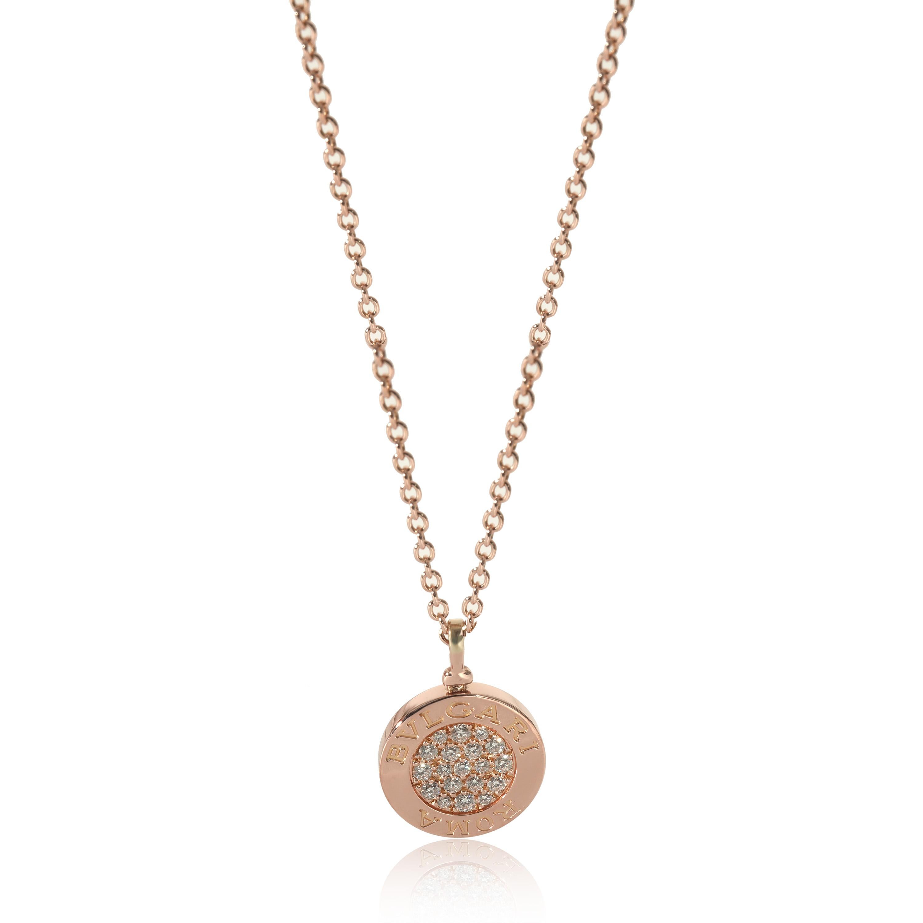 Women's or Men's Bvlgari Bvlgari Diamond Necklace in 18k Rose Gold 0.34 Ctw For Sale