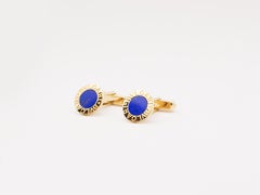 Bvulgari 18 Karat Yellow Gold and Lapis Lazuli Vintage Cufflinks