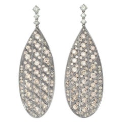 B&W rhodium gold dangling diamond earrings w/ white & pink color diamonds