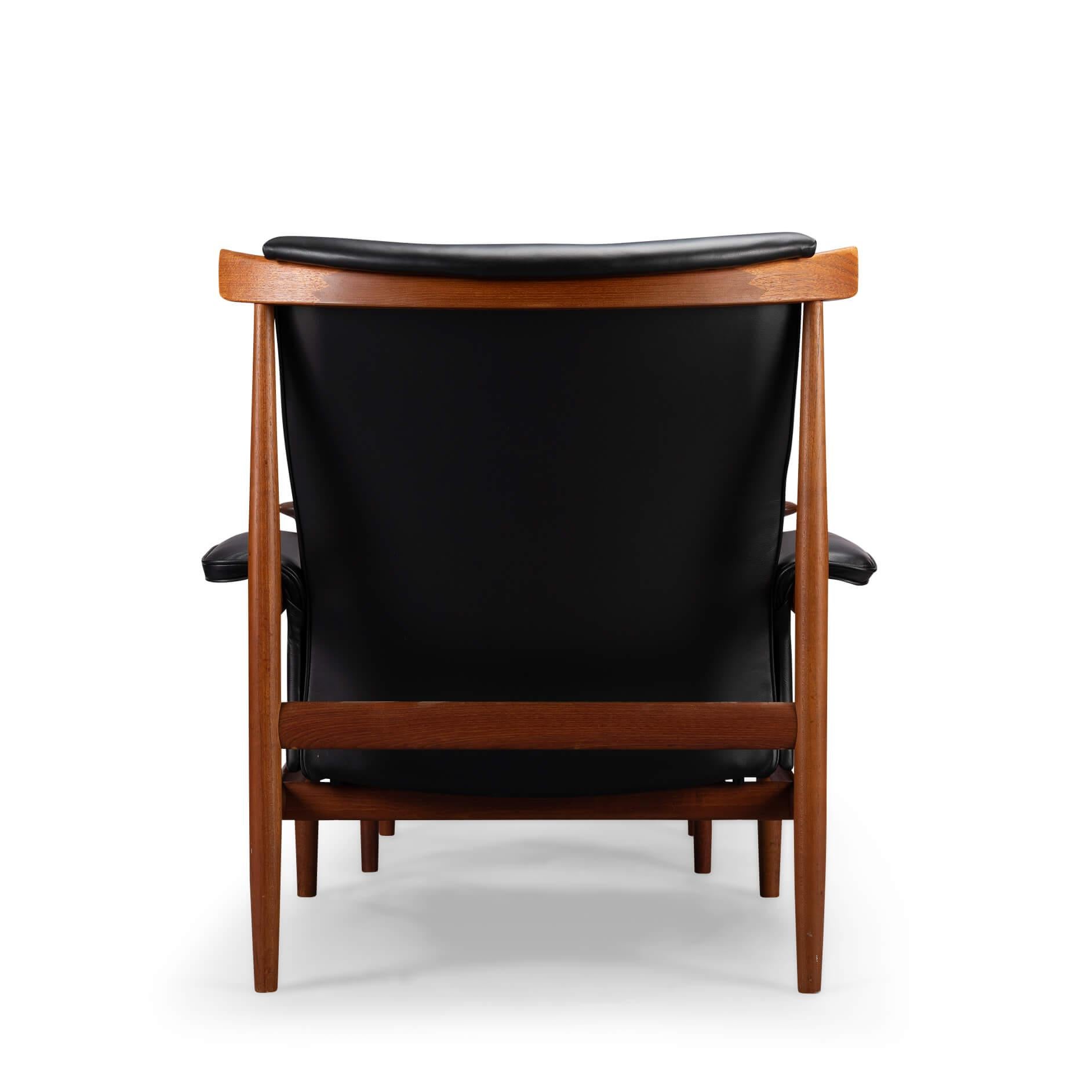 Bwana Chair Reupholstered in Black Leather from Finn Juhl for France & Son, 1962 In Good Condition In Breda, Netherlands