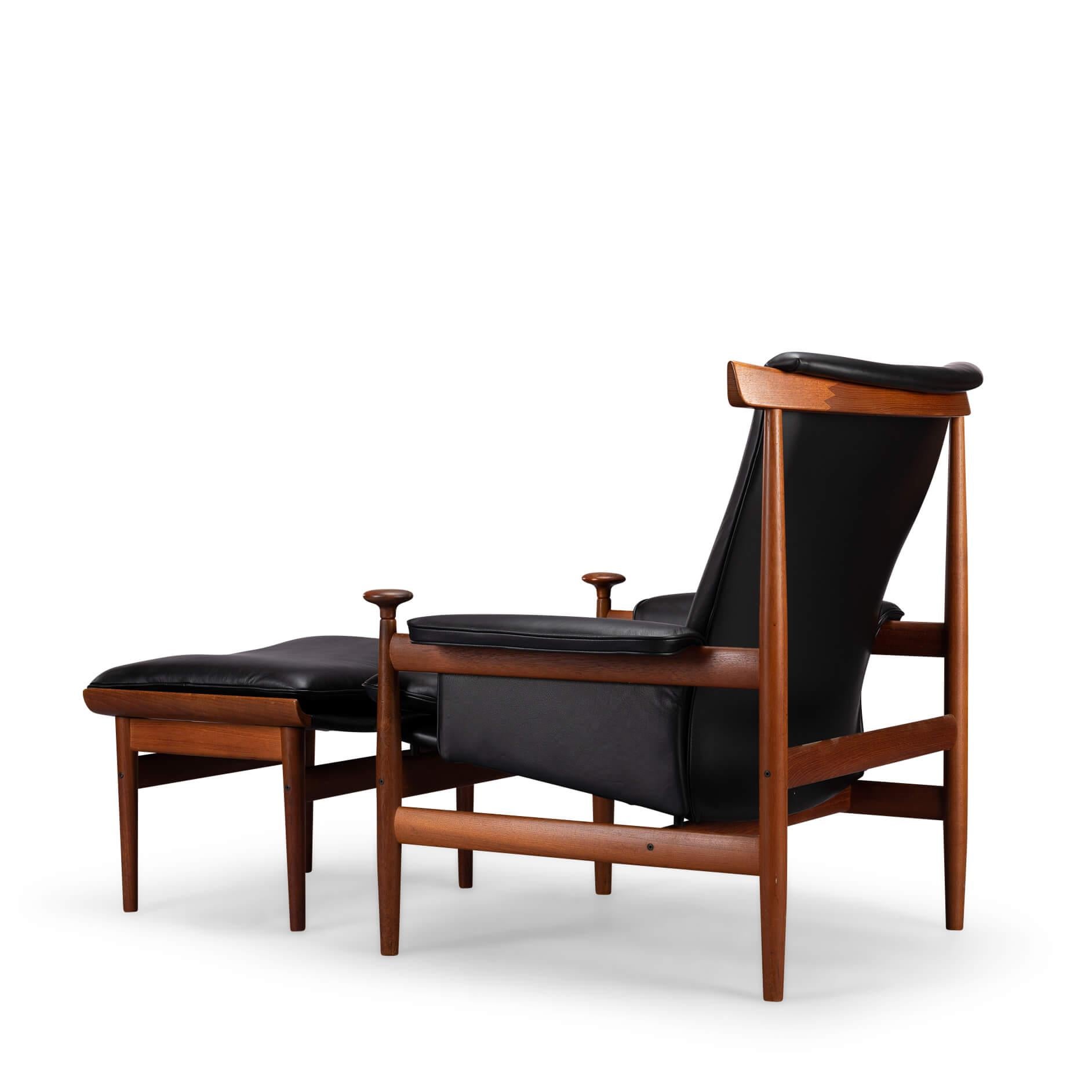 Mid-20th Century Bwana Chair Reupholstered in Black Leather from Finn Juhl for France & Son, 1962