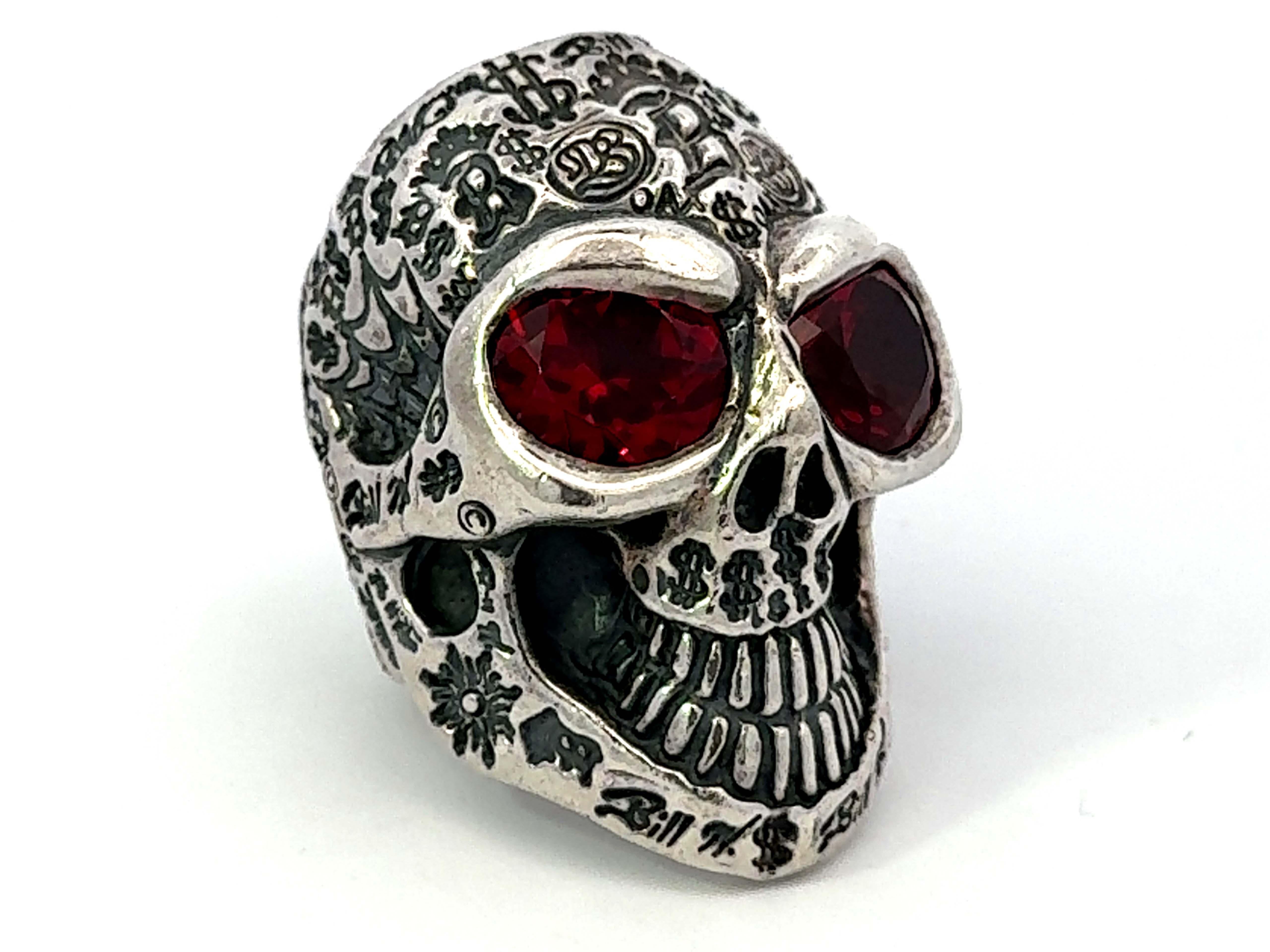 BWL Bill Wall Graffiti Master Skull Red Eyes Anello in argento sterling In condizioni ottime in vendita a Honolulu, HI