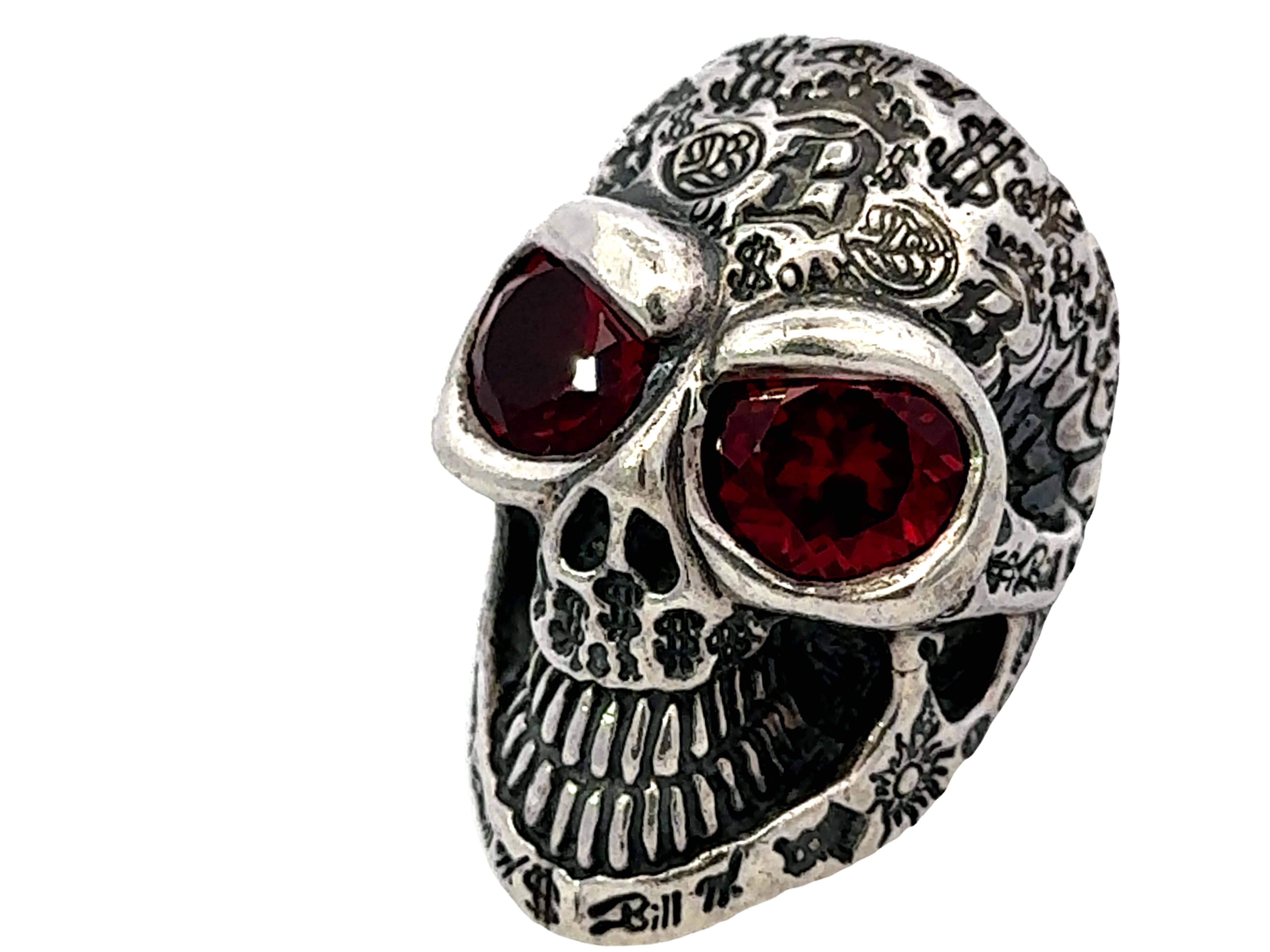 da uomo o donna BWL Bill Wall Graffiti Master Skull Red Eyes Anello in argento sterling in vendita