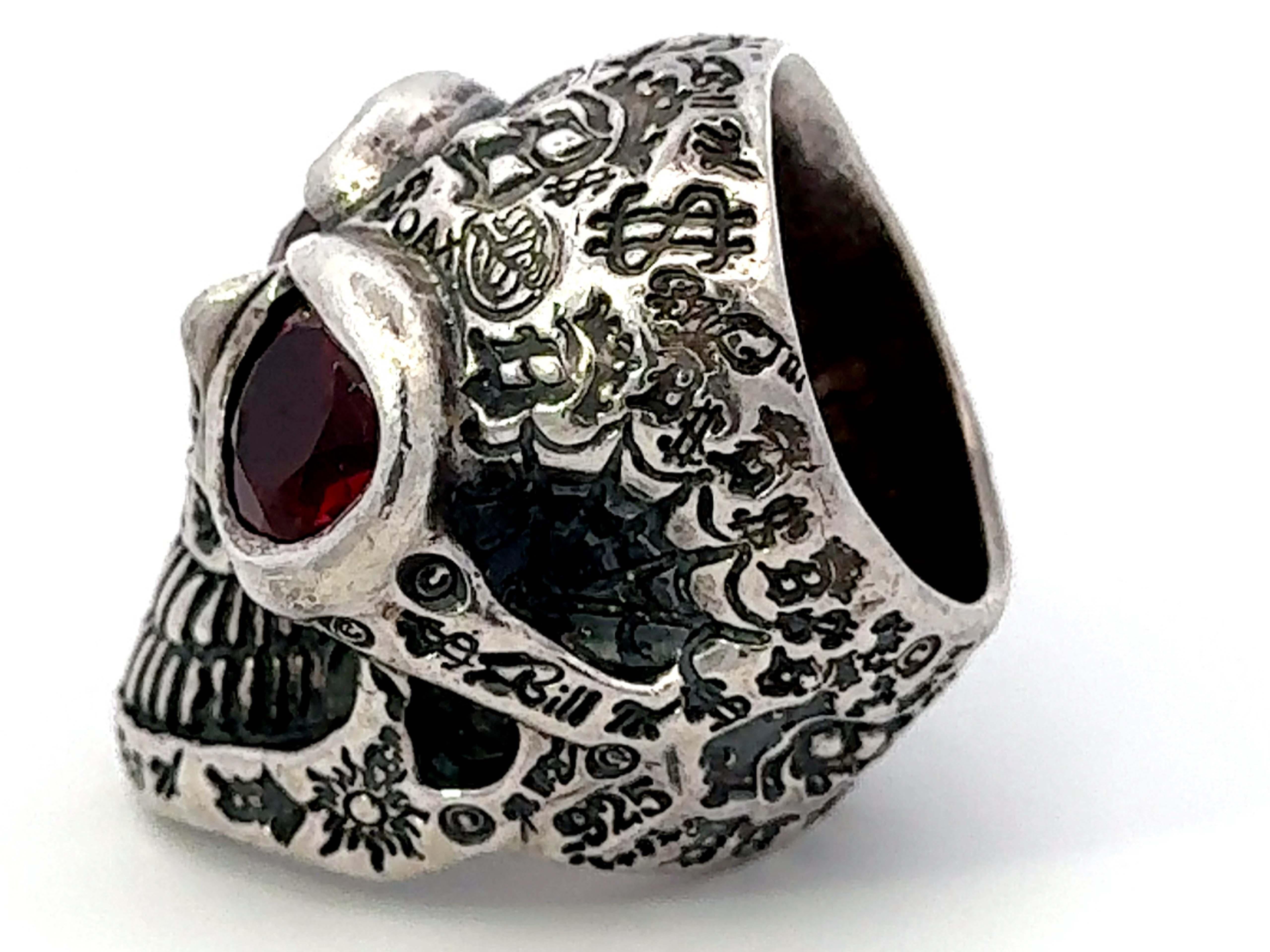 BWL Bill Wall Graffiti Master Skull Red Eyes Anello in argento sterling in vendita 2