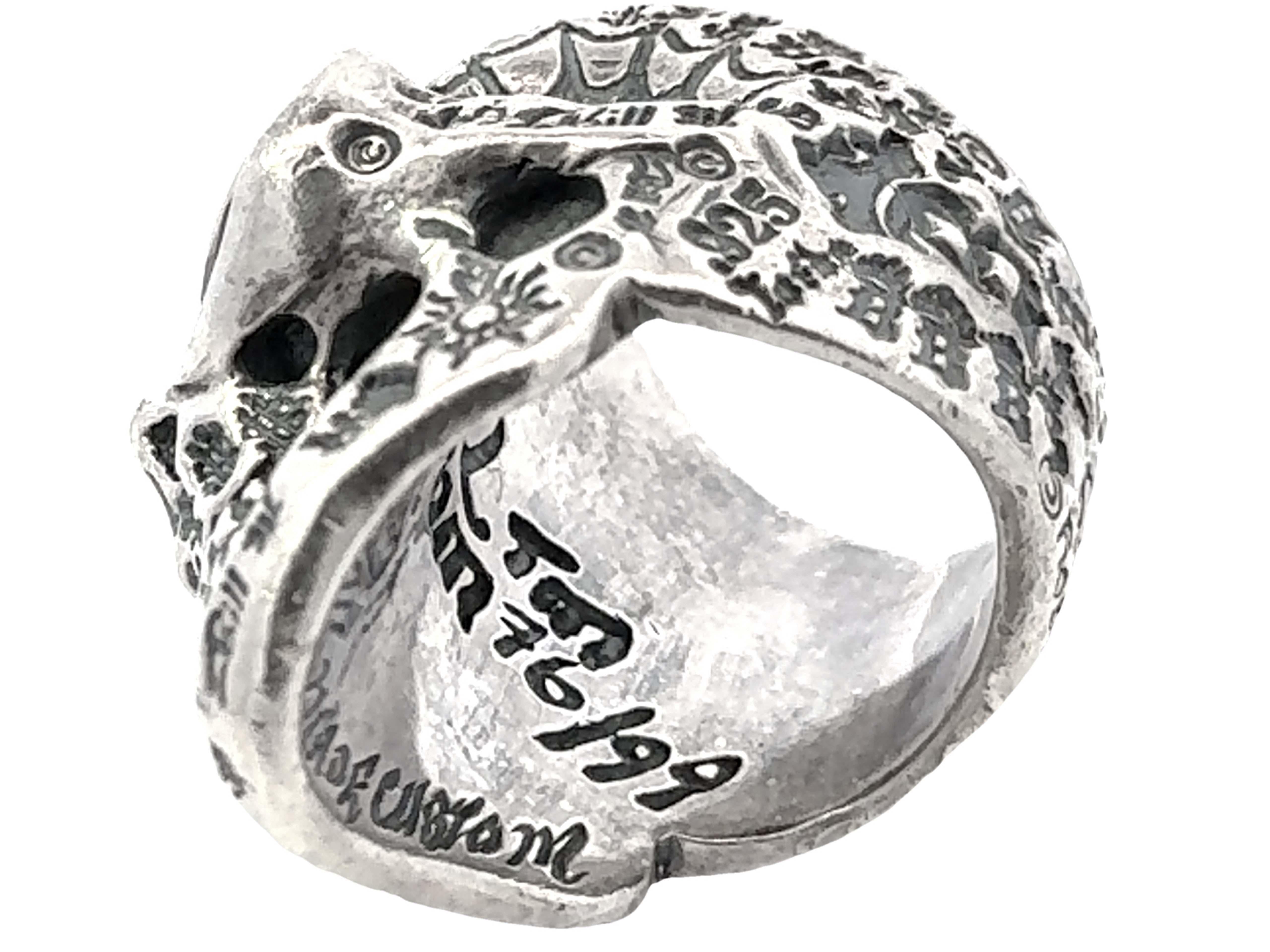 BWL Bill Wall Graffiti Master Skull Red Eyes Anello in argento sterling in vendita 3