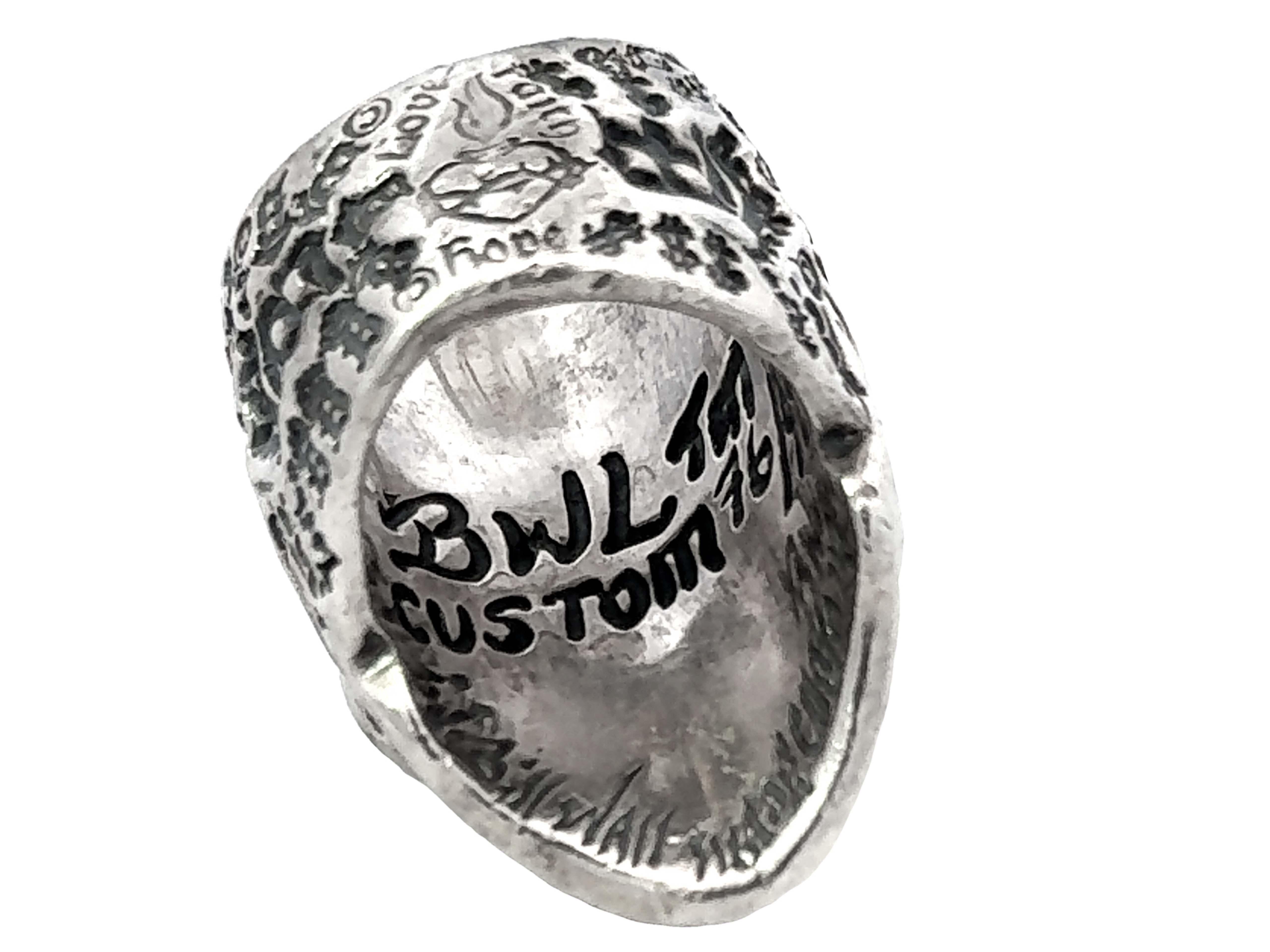 BWL Bill Wall Graffiti Master Skull Red Eyes Anello in argento sterling in vendita 5