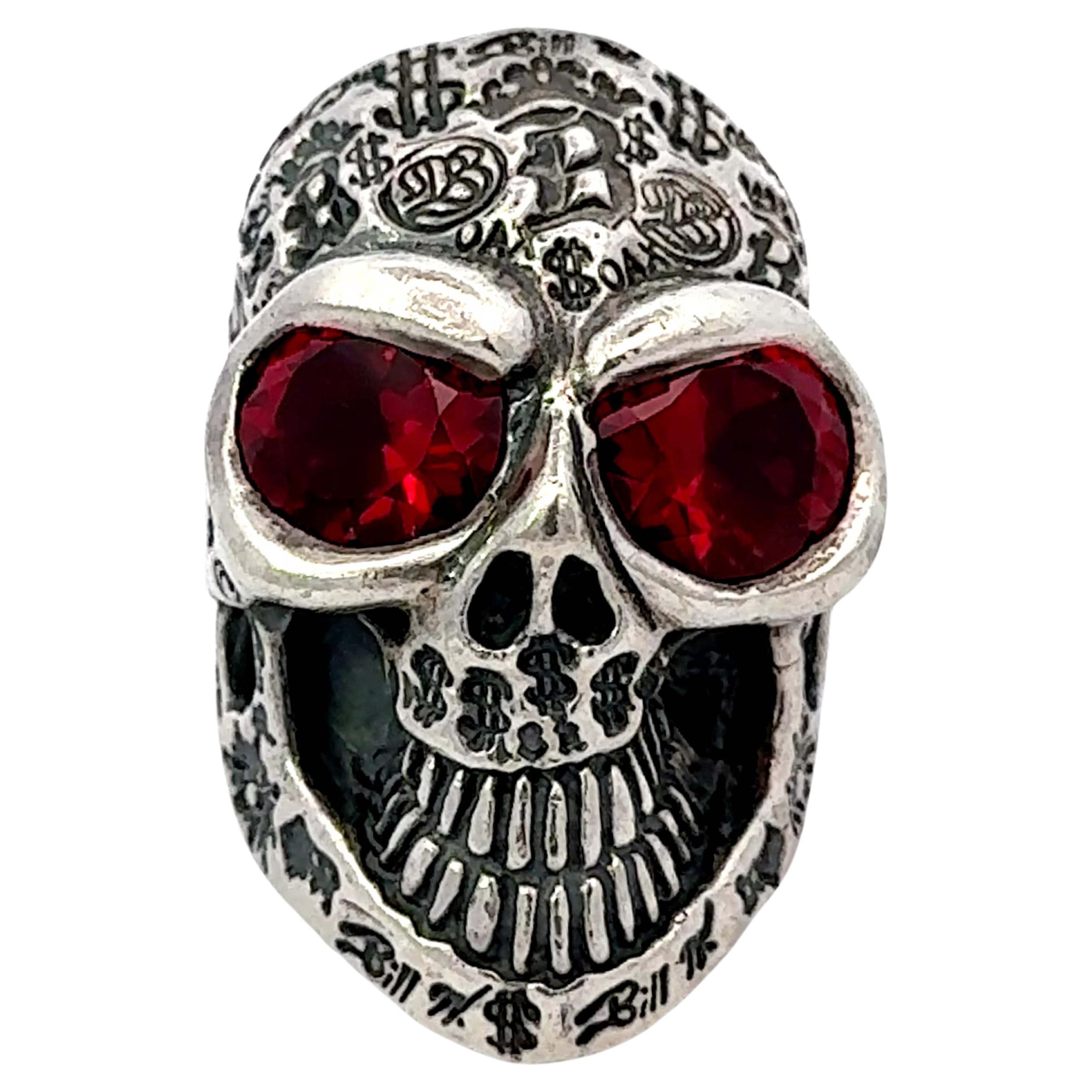 BWL Bill Wall Graffiti Master Skull Red Eyes Sterling Silver Ring