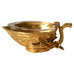 By and Documented Gabriella Crespi Gilded "Walnut" Salt Spice Cellar, Italy 1970