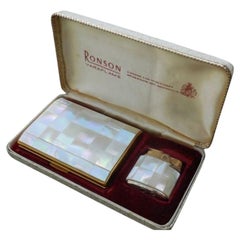 by Appointment To H.R.H - Mother of Pearl Antique Ronson Smoking Set