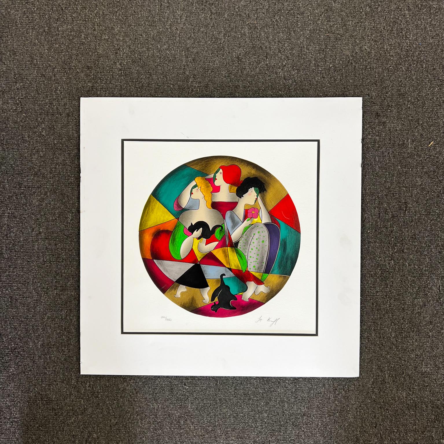 Modern by Artist Linda Le Kinff Les 3 Graces Limited Edition Serigraph Signed