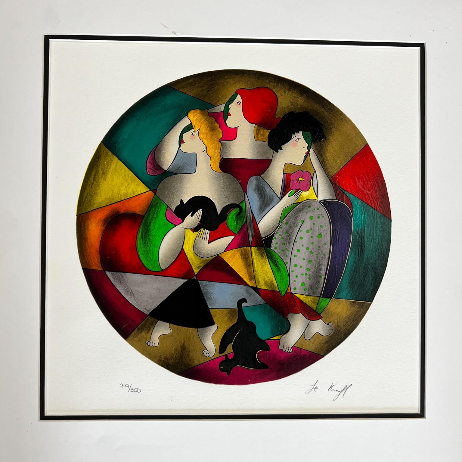 Late 20th Century by Artist Linda Le Kinff Les 3 Graces Limited Edition Serigraph Signed