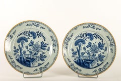 By Ax Porcelain Factory, Mid-18th Century, Pair of Faience Delft Round Dishes