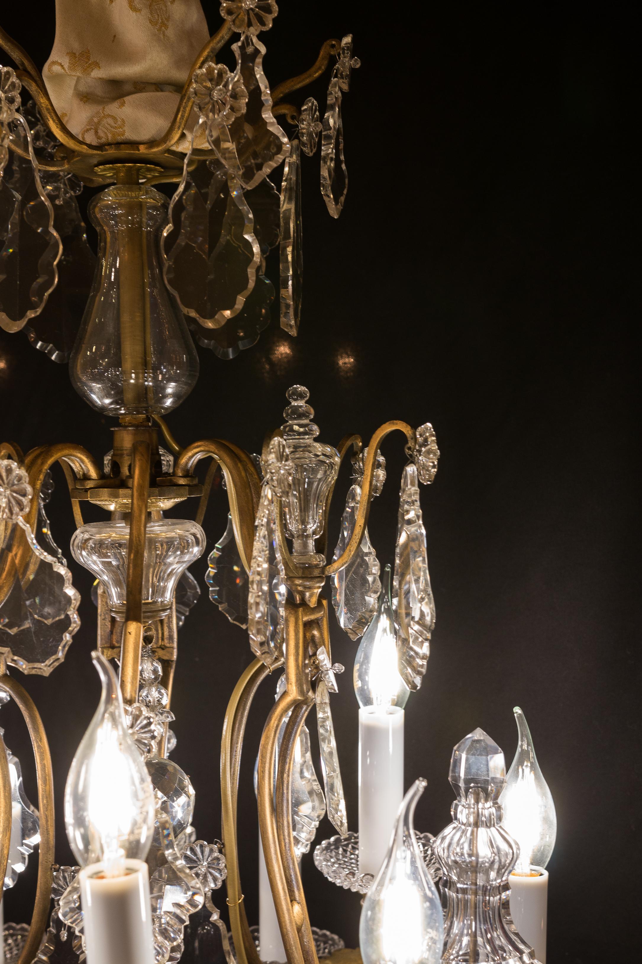 By Baccarat, French Louis XV Style, Gilt-Bronze and Cut-Crystal Chandelier 7